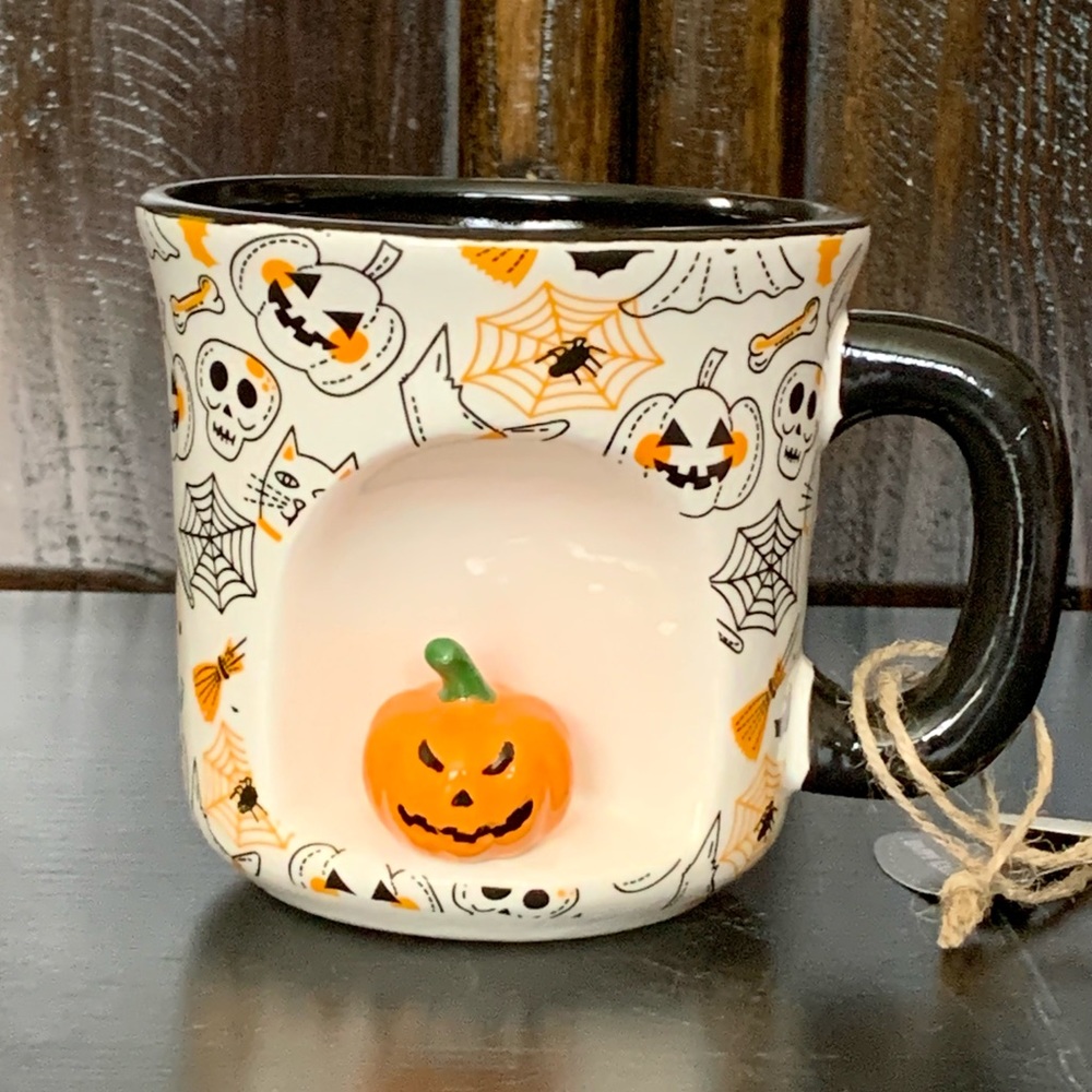 Jack O’Lantern Pumpkin Hand Painted Figural Halloween Mug